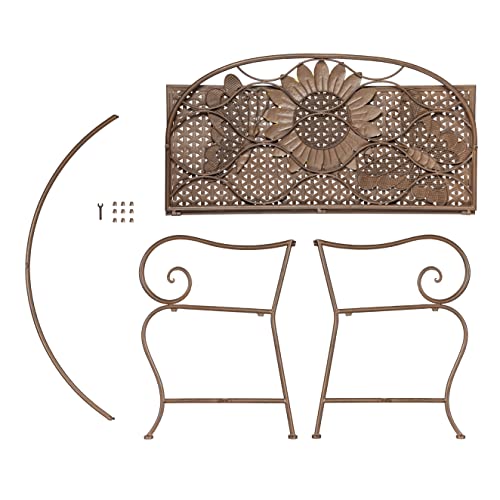 Evergreen Garden Sunflower Garden Bench Outdoors & Indoors | Cast Iron Metal Patio Bench | Outdoor Seating Furniture | Seats for Park, Porch, Deck