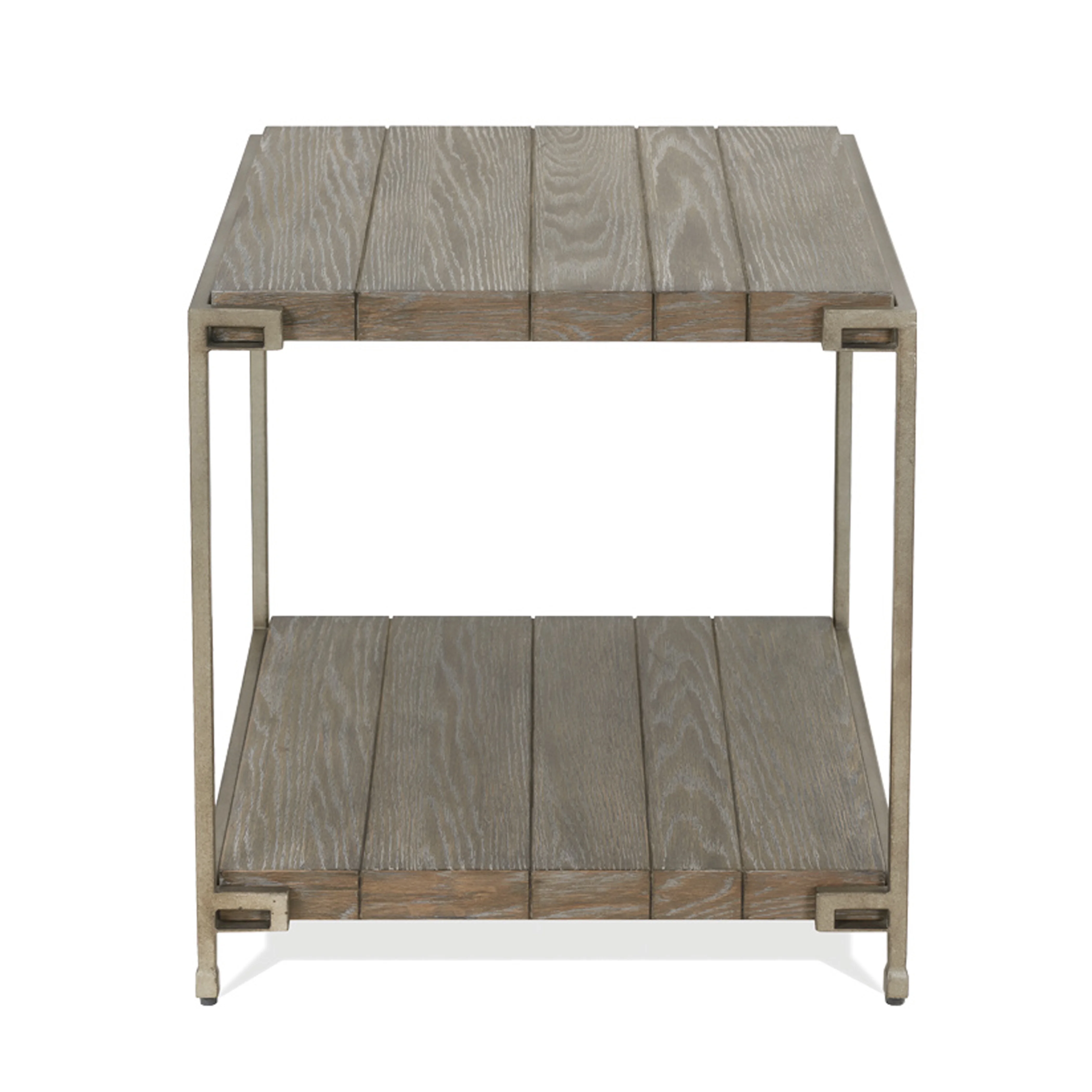 Roundhill Furniture Wood/Metal Corbeta End Table with Shelf in Graphite Gray