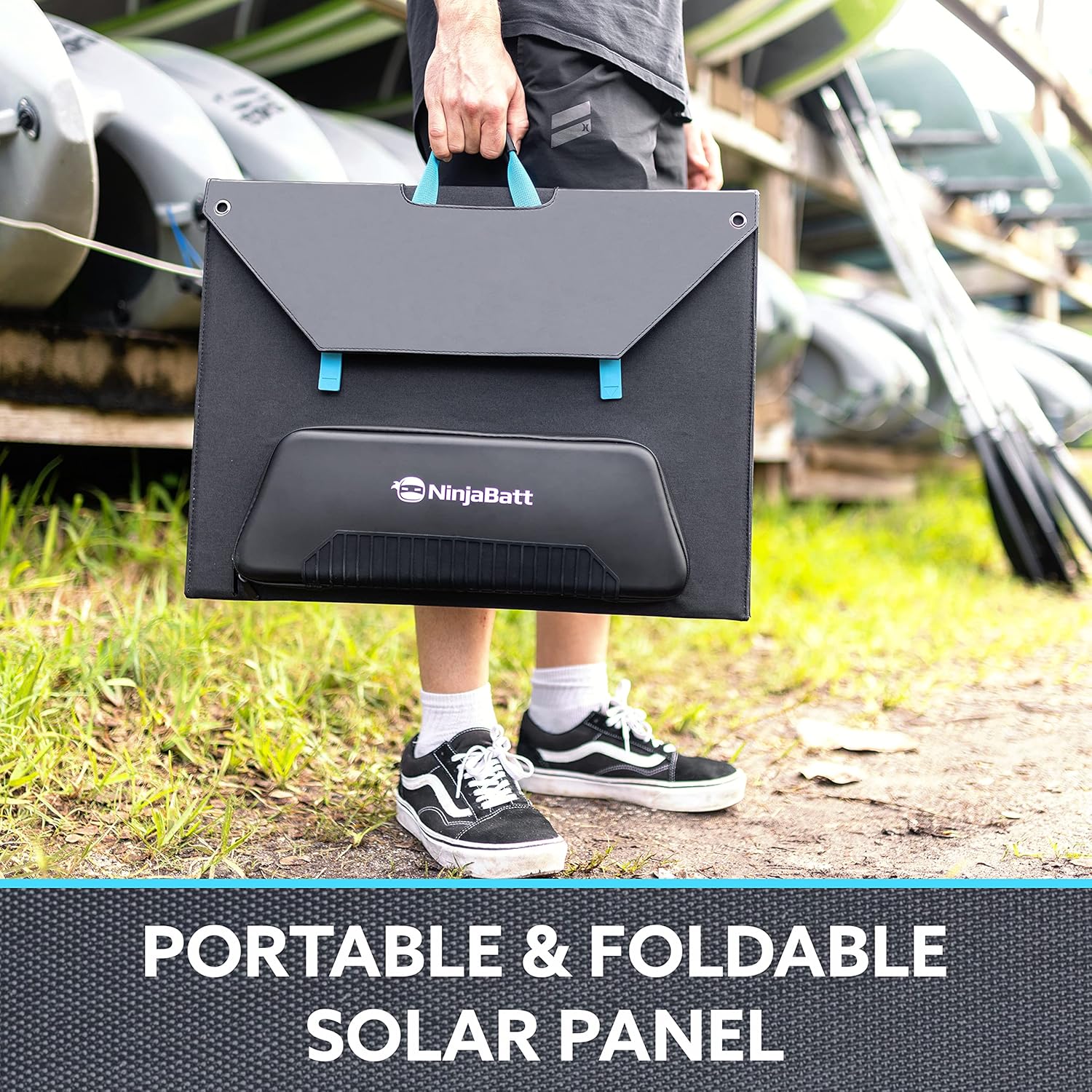 NinjaBatt 120W Foldable Portable Solar Panel for Power Stations, Compatible with Jackery Explorer, Goazl Zero Yeti