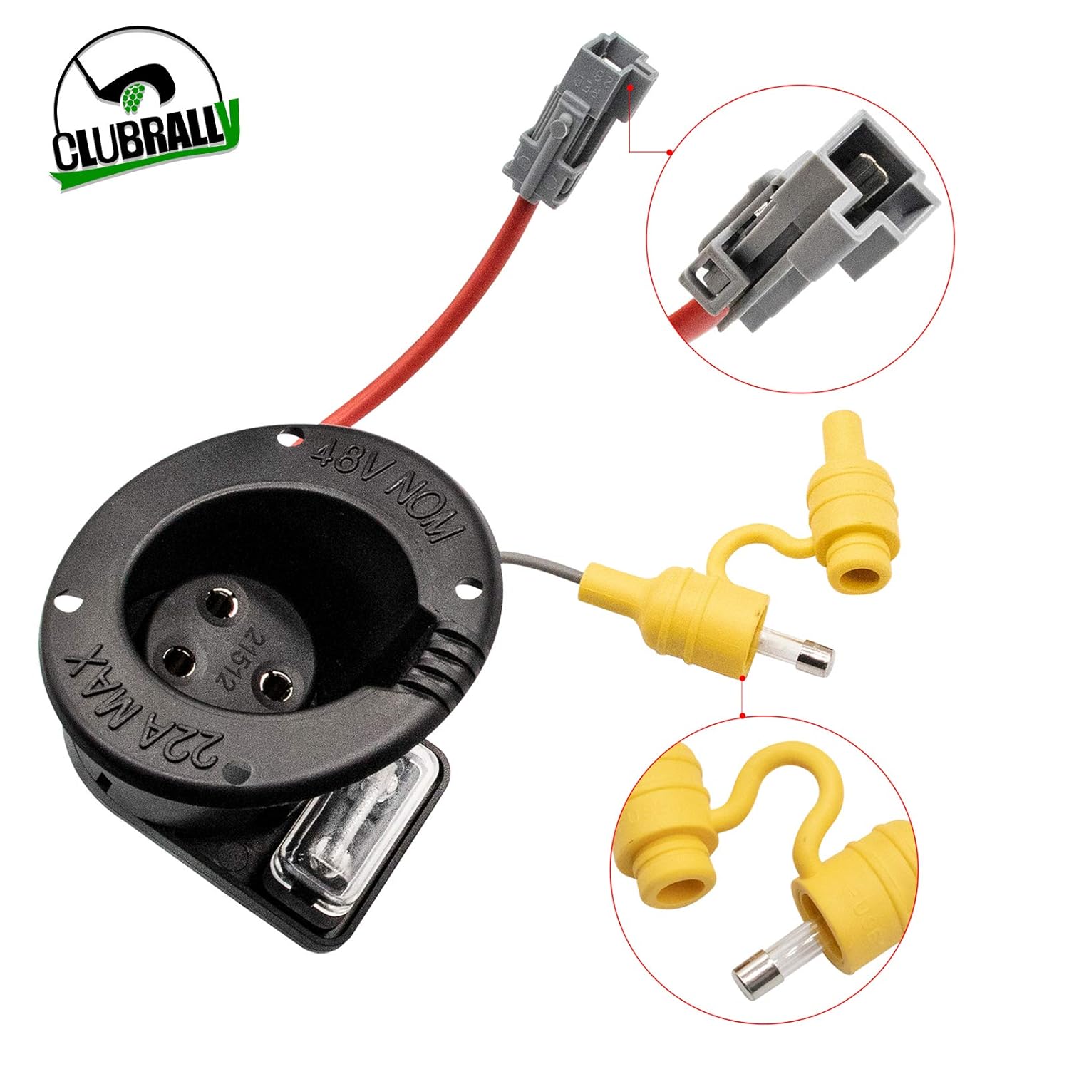 CLUBRALLY Club Car Charger Receptacle and Fuse Assembly Kit 102848701/102848702