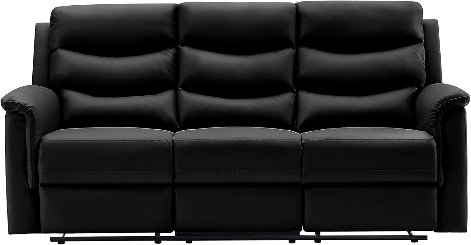 Faux Leather Double Recliner Loveseat Console,3-Seater Home Theater Seating RV Furniture w/Drop-Down Table