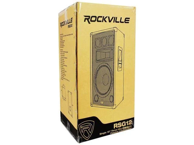 (2) Rockville RSG12 12 3WAY 1000 Watt 8ohm Passive DJ PA Speaker +Stands +Cables