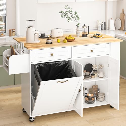 67’’ Movable Kitchen Island with Drop Leaf and Power Outlet, Lockable Sliding Countertop Rolling Island Cart with 2 Large Drawers, Spice, Towel Rack