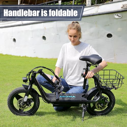 Caroma 500W/800W/1200W Electric Scooter with Seat, 14" Fat Tire Electric Scooter Adults, Max 15/25/30Miles Ranges, Top Speed 20mph