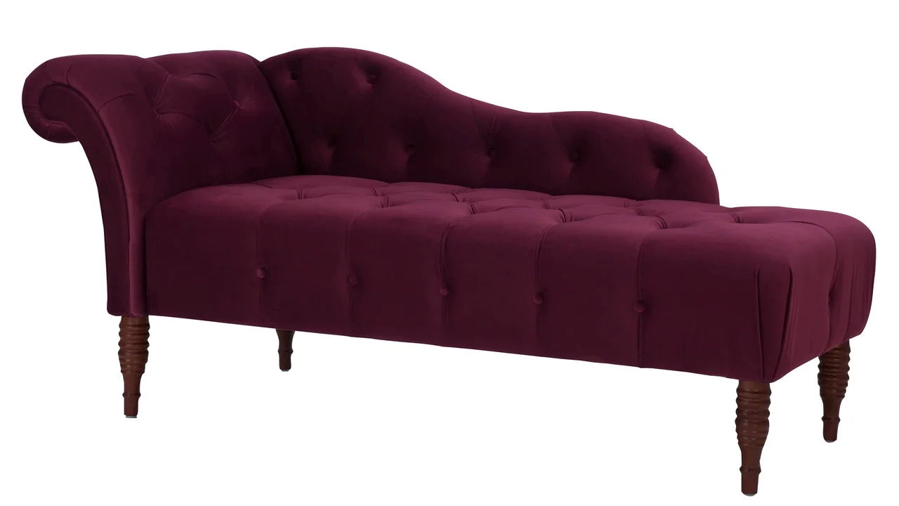 Samuel Tufted Roll Arm Chaise Lounge Burgundy - Radiant Selections
