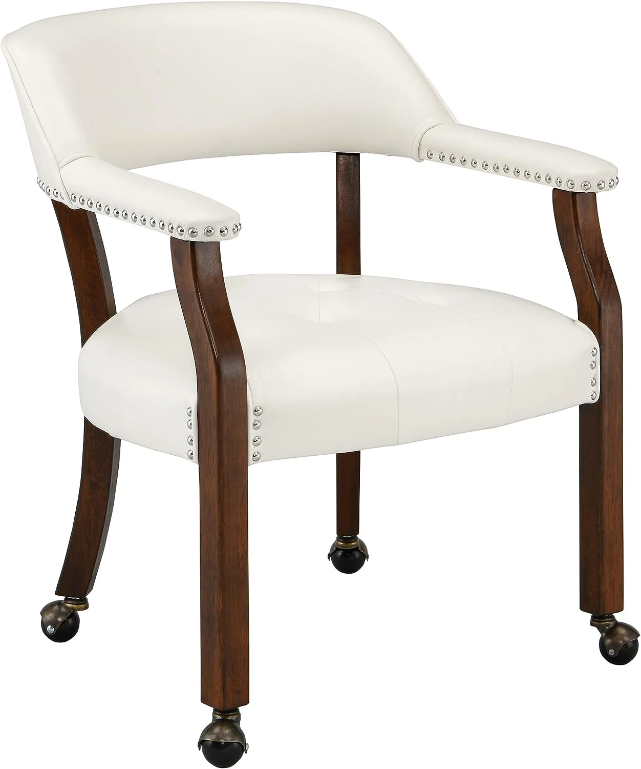 Dining Chairs With Casters And Arms, Rolling Dining Chairs With Wheels, Accent Game Chairs, Solid Wood Caption's Chairs Office Desk Chairs