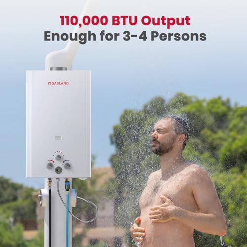 GASLAND BE158 Propane Tankless Water Heater 6L, Outdoor Portable Hot Water Heater, Overheating Protection, Easy to Install