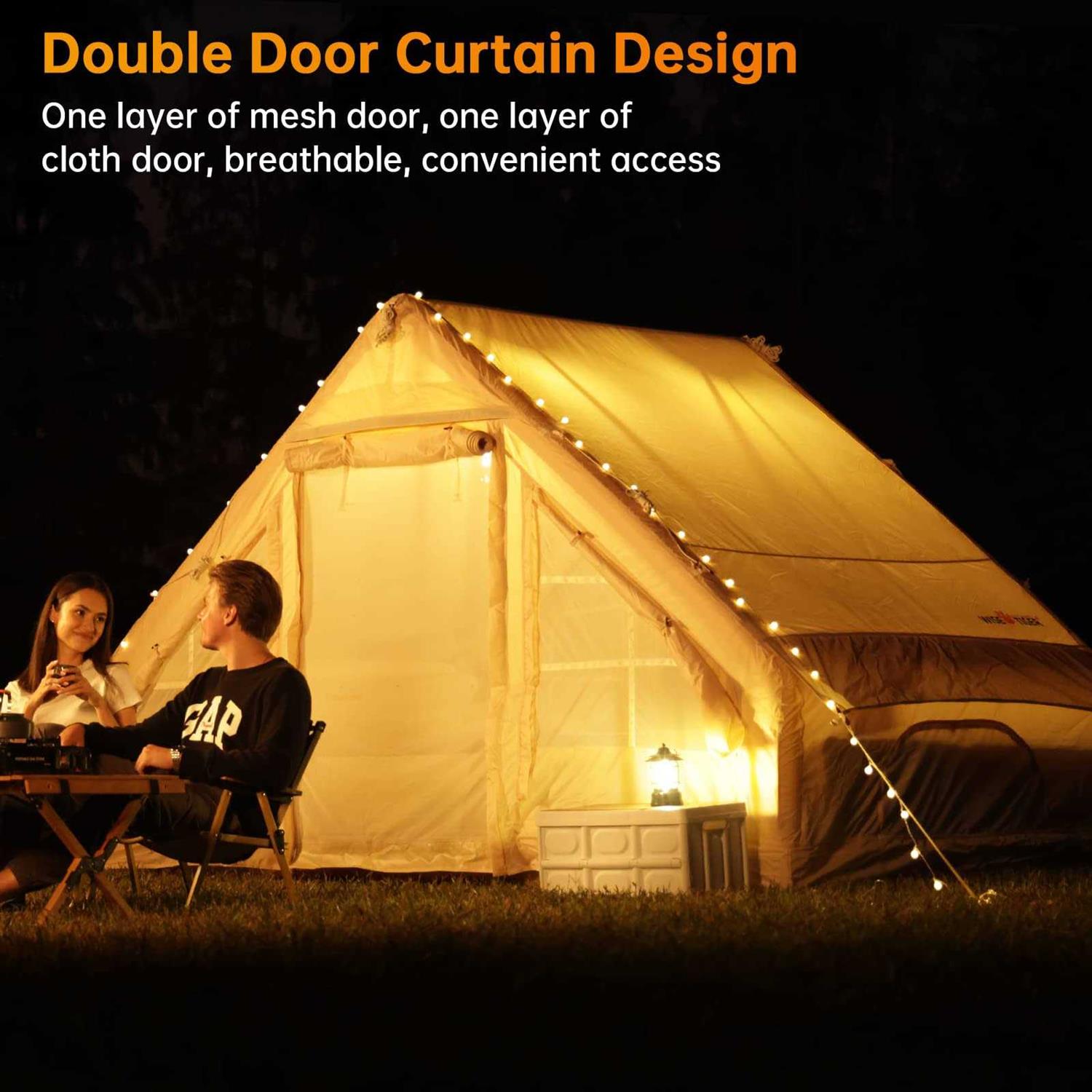XLTTYWL Inflatable Camping Tent with Pump Glamping Tents Easy Setup 4 Season Waterproof Windproof Outdoor Blow Up Tent - Sports Supplies Online Store
