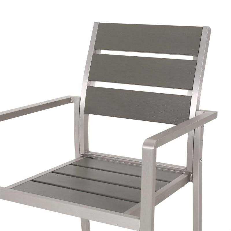 Noble House Cape Coral Outdoor Aluminum Dining Chair in Gray (Set of 2)