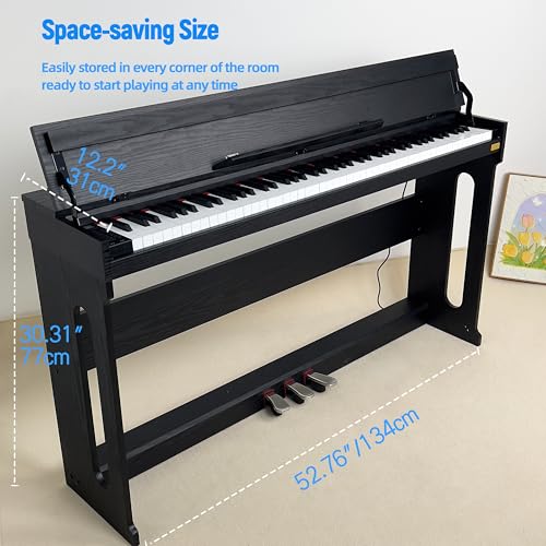 Digital Piano 88 Keys,Keyboard Piano,Touch-Sensitive,Electric Piano,Semi Weighted,Upright,Acoustic,Beginners,Adults,Full Size,Stand,Pedal
