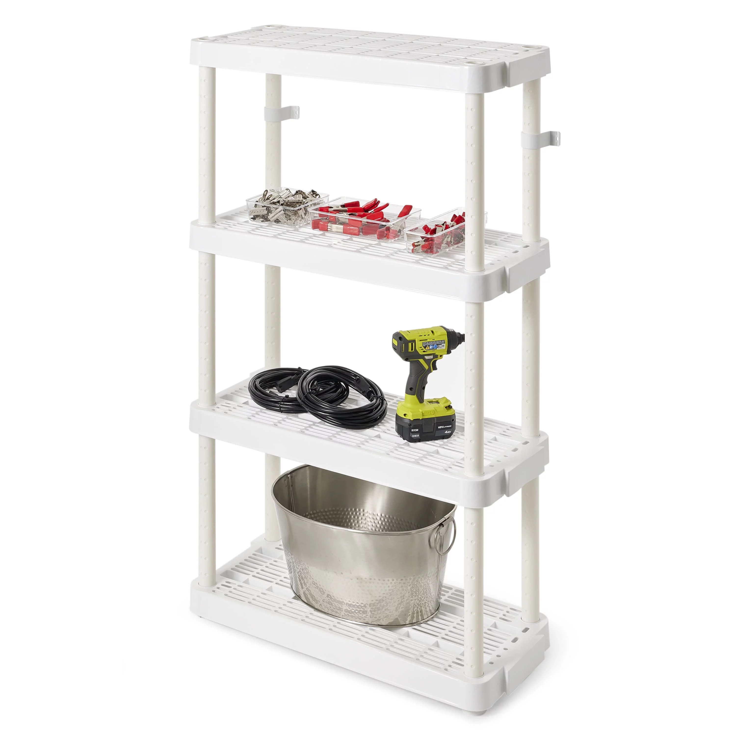 Gracious Living 4 Shelf Adjustable Height Storage Unit, White (2 Pack)
