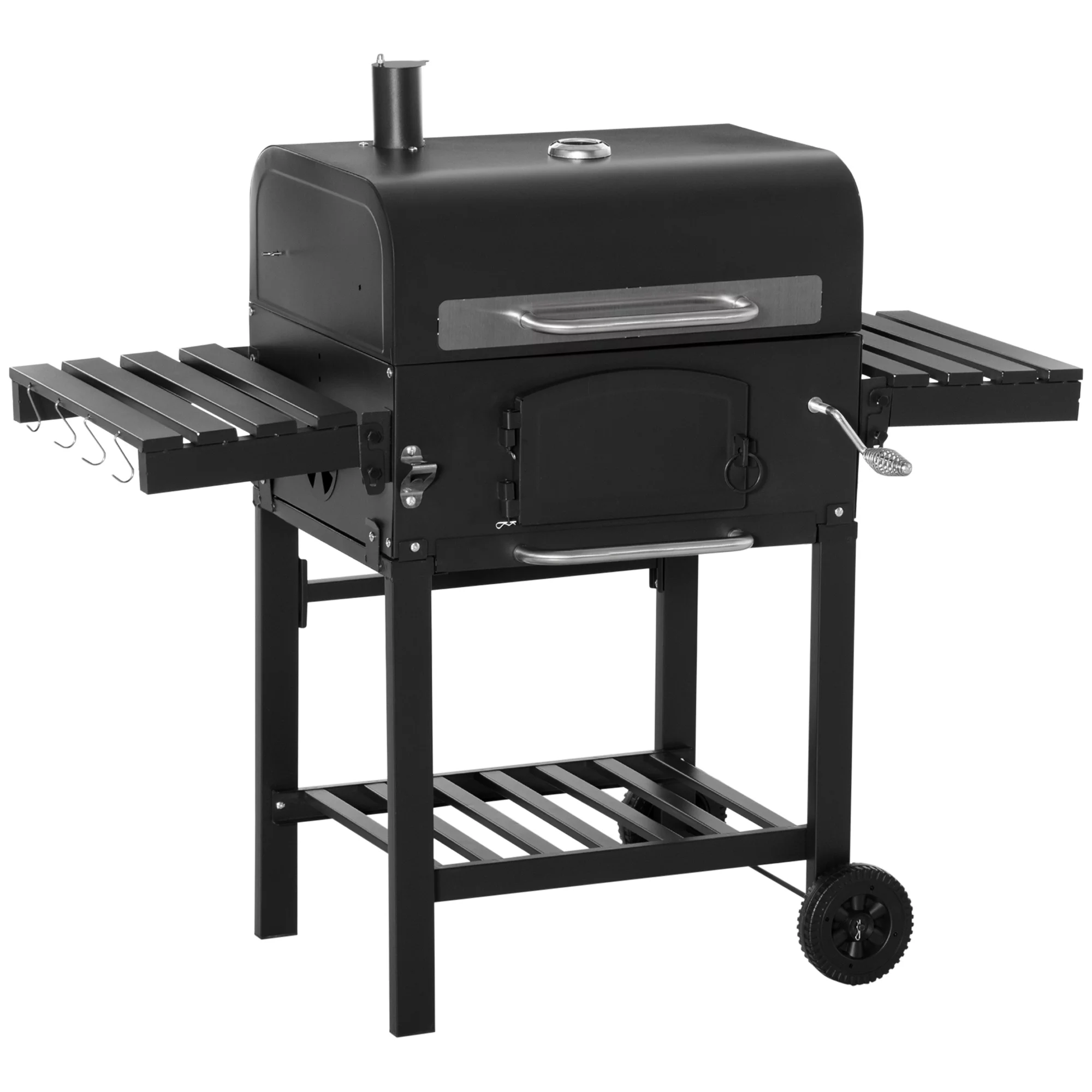 Outsunny Charcoal Grill, BBQ with Adjustable Charcoal Height, Black
