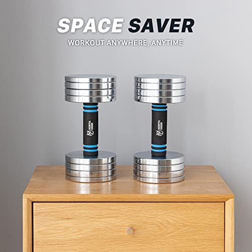 Northdeer V2.0 Upgraded Adjustable Steel Dumbbells 40LB / 60LB - 2 in 1 Dumbbell Barbell Set for Home Gym Workout - Compatible with V1.0 Dumbbells