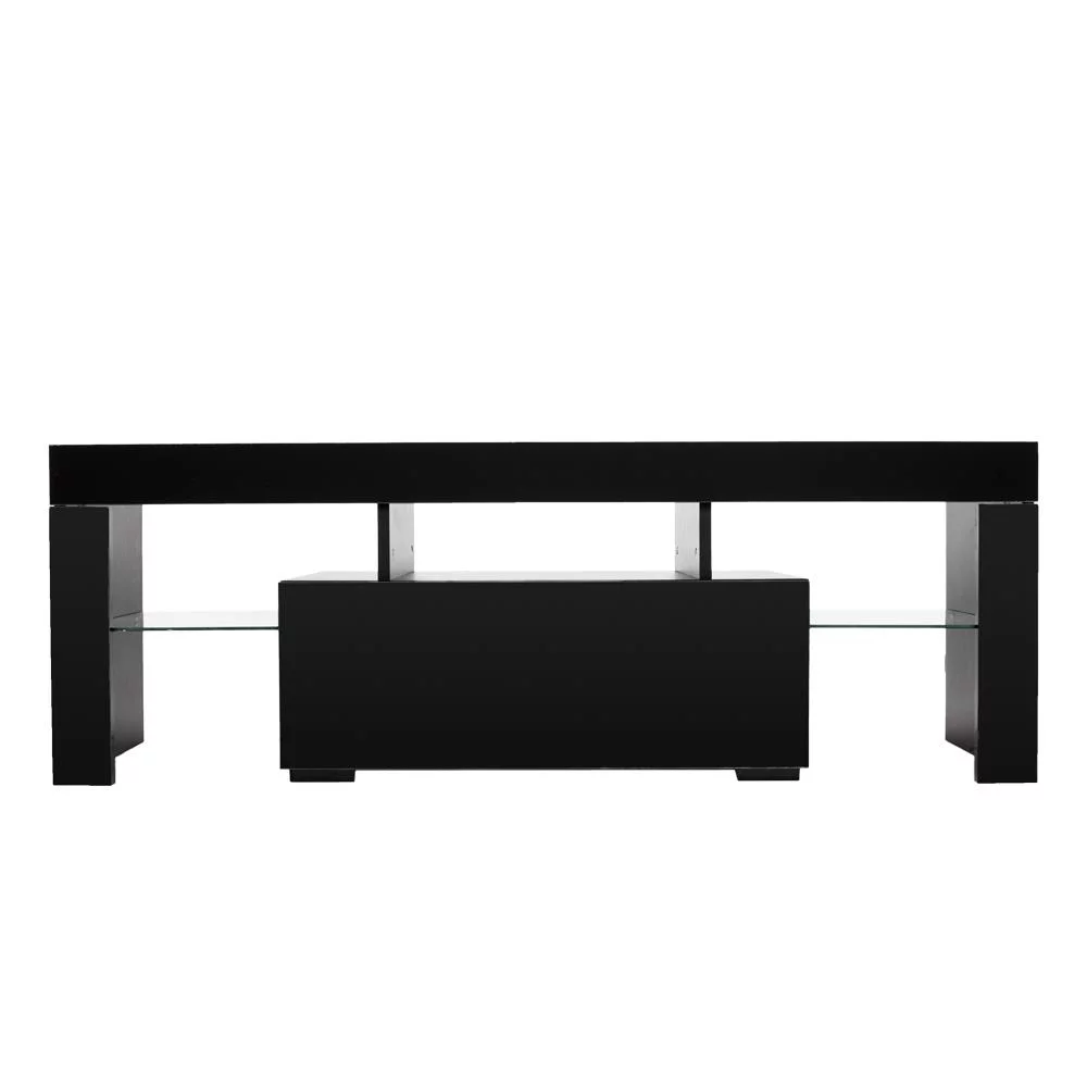 Ktaxon Modern TV Stand Media Console Cabinet LED Shelves with 1 Drawers for Living Room Storage up to 52" Television Stand,Particle Board,Black