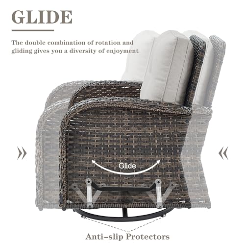 Patio Wicker Chairs Swivel Rocker - Outdoor Swivel Rocking Chairs Set of 2 with Rattan Side Table