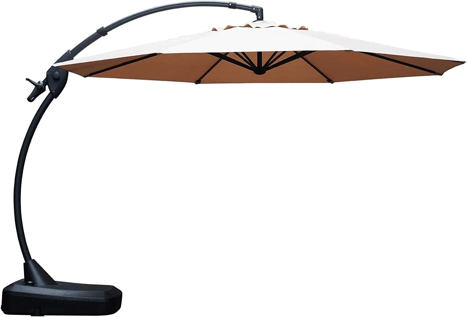 Grand Patio 11-Ft Outdoor Patio Umbrella with Base, Curved Offset Cantilever Umbrella Large w/360° Rotation Shade for Patio Pool Deck, Champagne