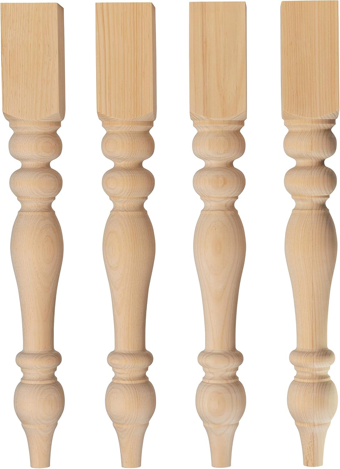 CAROLINA LEG CO. Chunky Farmhouse Table Legs - Unfinished - DIY Furniture - Turned Legs - Set of 4 - Dimensions: 3.5 x 29