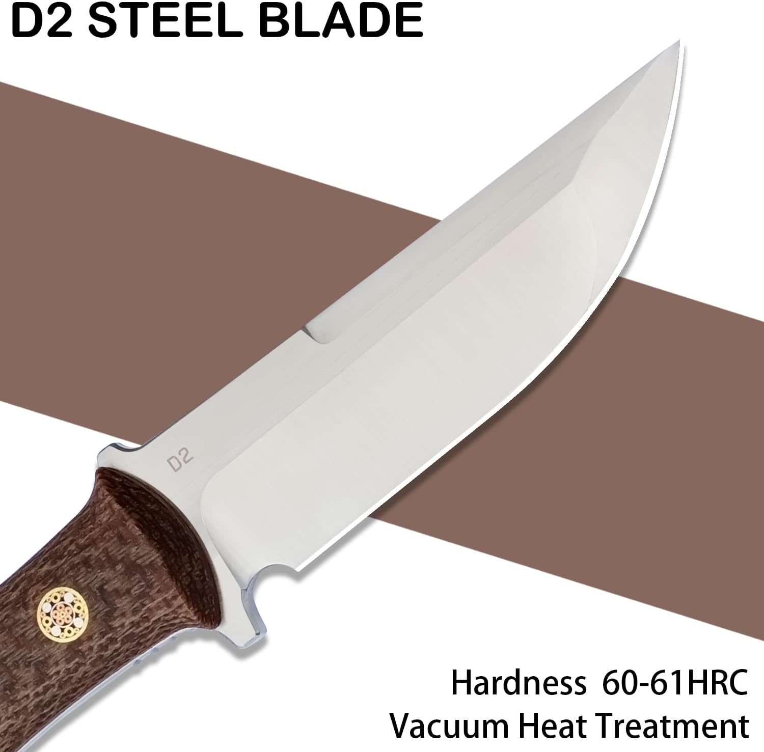 Fixed Blade Knife, VALKNUT D2 Steel Blade Full Tang Knives for Hunting Survival Bushcraft, 4''