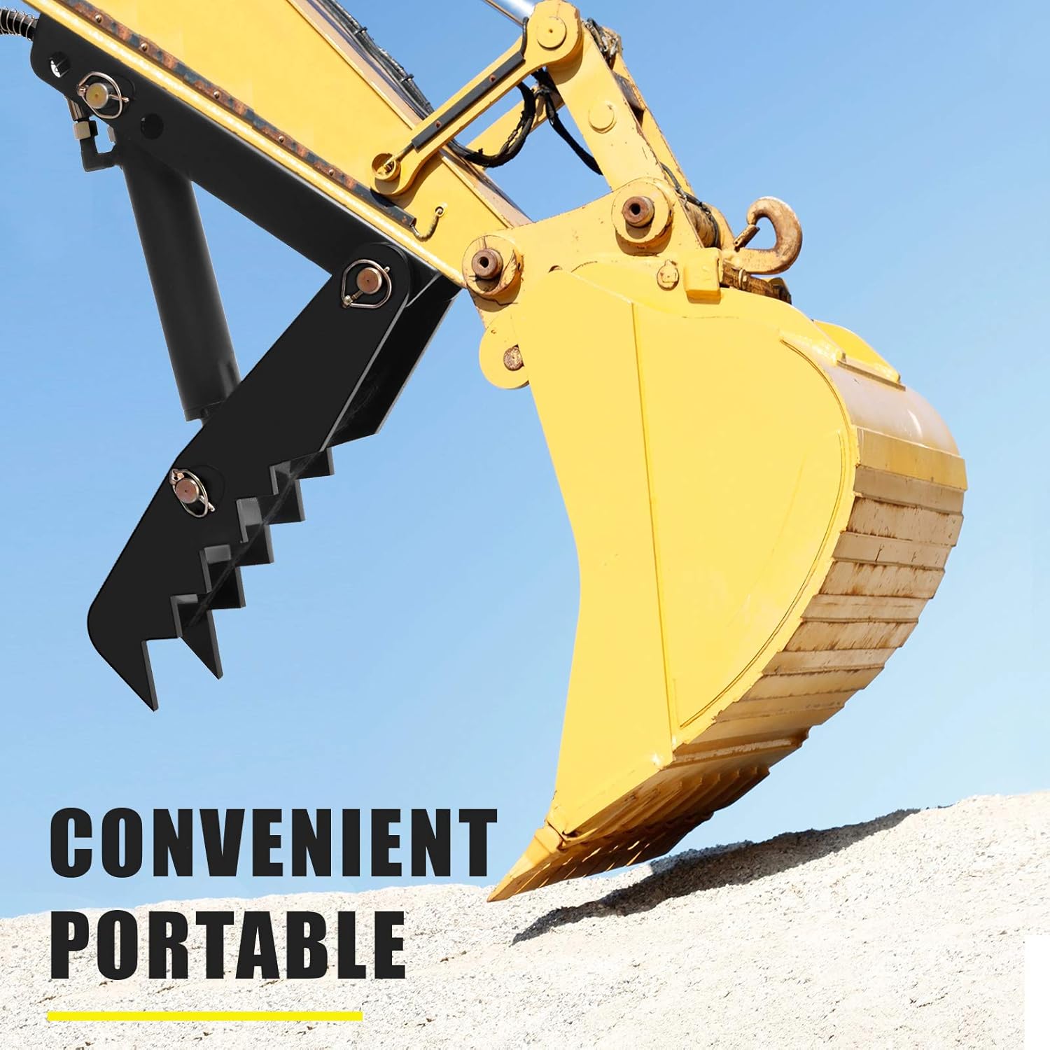 Mophorn 18 Hydraulic Backhoe Thumb, 1/2 Thickness Heavy Duty Excavator Thumb, Black Steel Weld On Thumb Attachments with Hydraulic Cylinder