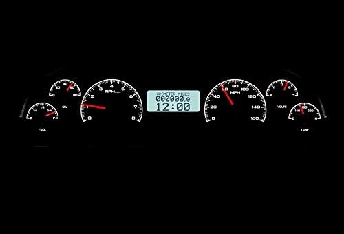 Dakota Digital VHX-94C-CAP-K-W Compatible with 1994-96 Chevy Caprice/Impala SS VHX Gauge Instrument System Black Alloy White Backlighting