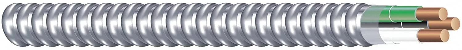 Southwire 68579201 Armorlite Type Mc Aluminum Armored Cable, 14/2, 600 Volts, 250 Ft. Coil