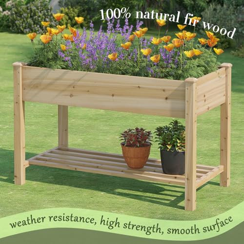 Wooden Raised Garden Bed ，Planter Box with Legs, Wooden Planter -Grow Herbs and Vegetables Outdoors &ndash; Naturally Rot-Resistant