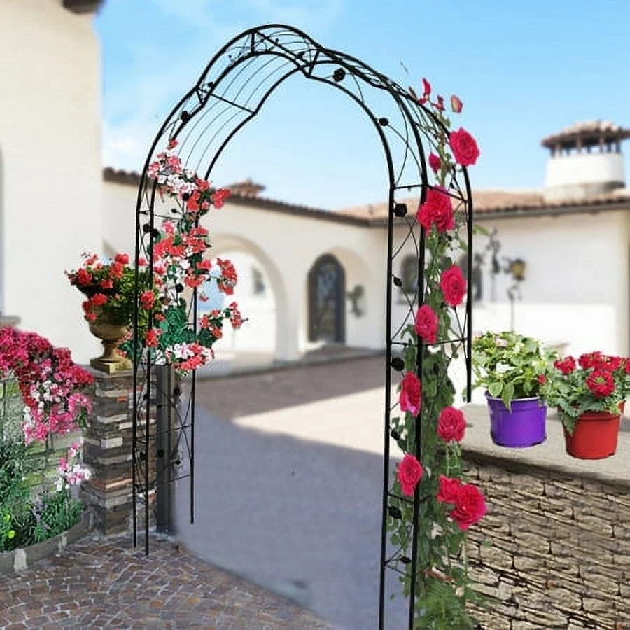 59"W * 98"H Garden Arches Arbors Curved Metal Durable Iron Plants Trellis Stand Use for Outdoor Garden Arbor Climbing Plants Wedding Arches Ceremony