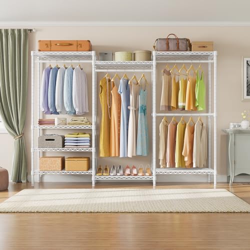 VIPEK V5 Portable Closet Wardrobe Heavy Duty Clothes Rack, Freestanding Clothing Rack with 4 Hang Rods & 8 Shelves, Adjustable Closet Racks
