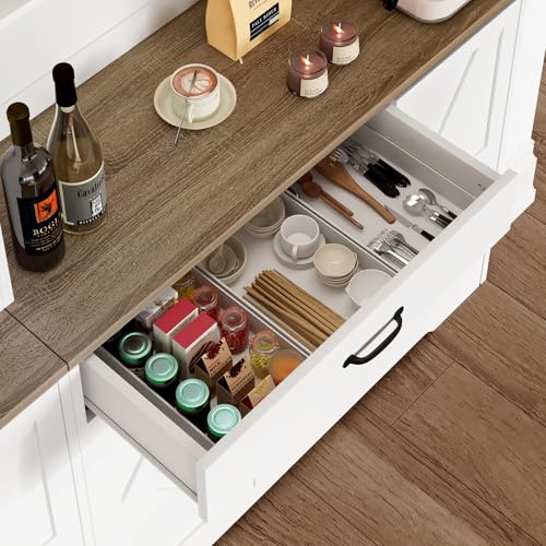 72" Tall Storage Cabinet, Kitchen Pantry Cabinet with Adjustable Shelves & Sturdy Steel Frame, Farmhouse Pantry Storage with 4 Barn Doors for Kitchen