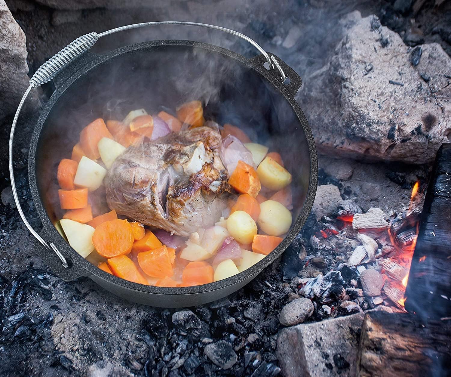 Cuisiland Pre-Seasoned 12 Quart 14 inch Cast Iron Dutch Oven Dome Lid