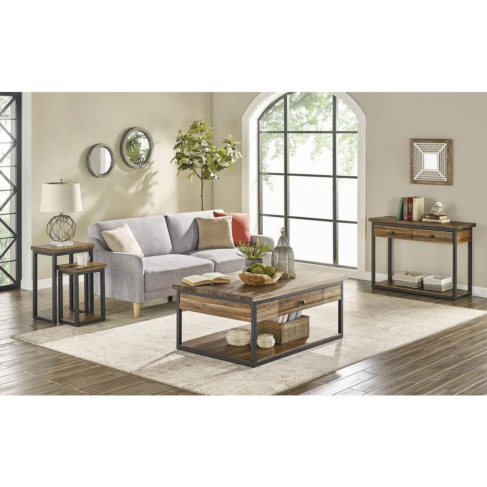 Alaterre Claremont 43"L Rustic Wood Console Table with Two Drawers and Low Shelf