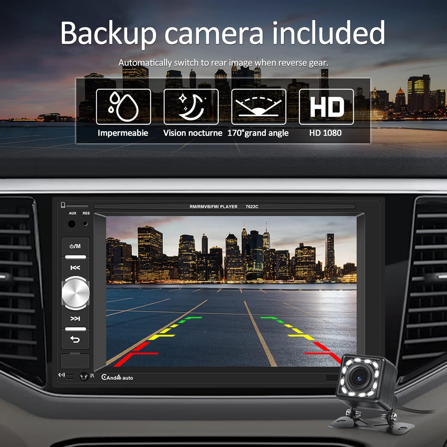 Double Din Car Stereo with Carplay/Android Auto 6.2&ldquo