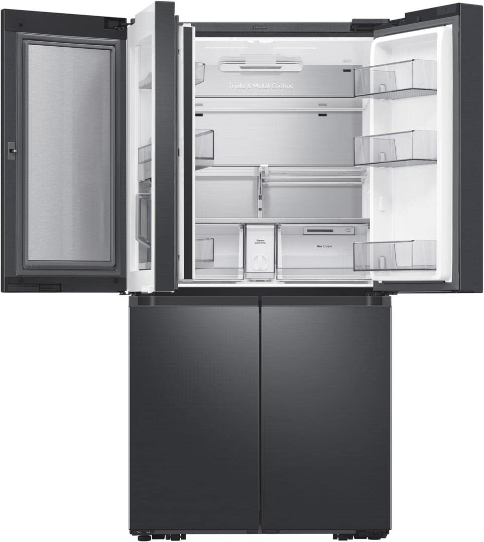 SAMSUNG 28.6 Cu. Ft. Fingerprint Resistant Black Stainless Steel Smart 4-Door Flex Refrigerator Featuring Family Hub With Beverage Center And Dual