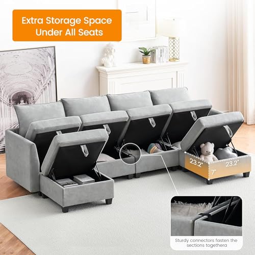 GAOMON Sectional Sofa with Storage Seat, 9 Seat Sofa Set U Shaped Sectional Couches for Living Room