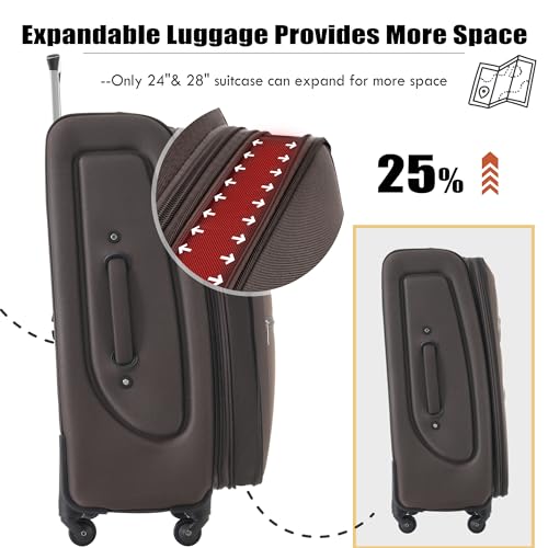 Merax Suitcase Set Softside 3-Piece Expandable Luggage with TSA Lock Spinner Wheels Lightweight Upright Luggage with Travel Bag(22/26/30 IN