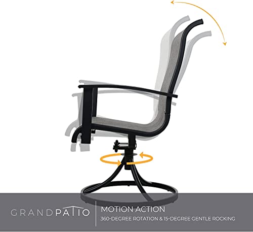 Grand patio 7-Piece Patio Dining Set for 6, Outdoor Dining Set with Swiviel Patio Chairs & 1 Rectangular Woodgrain Dining Table with Umbrella Hole