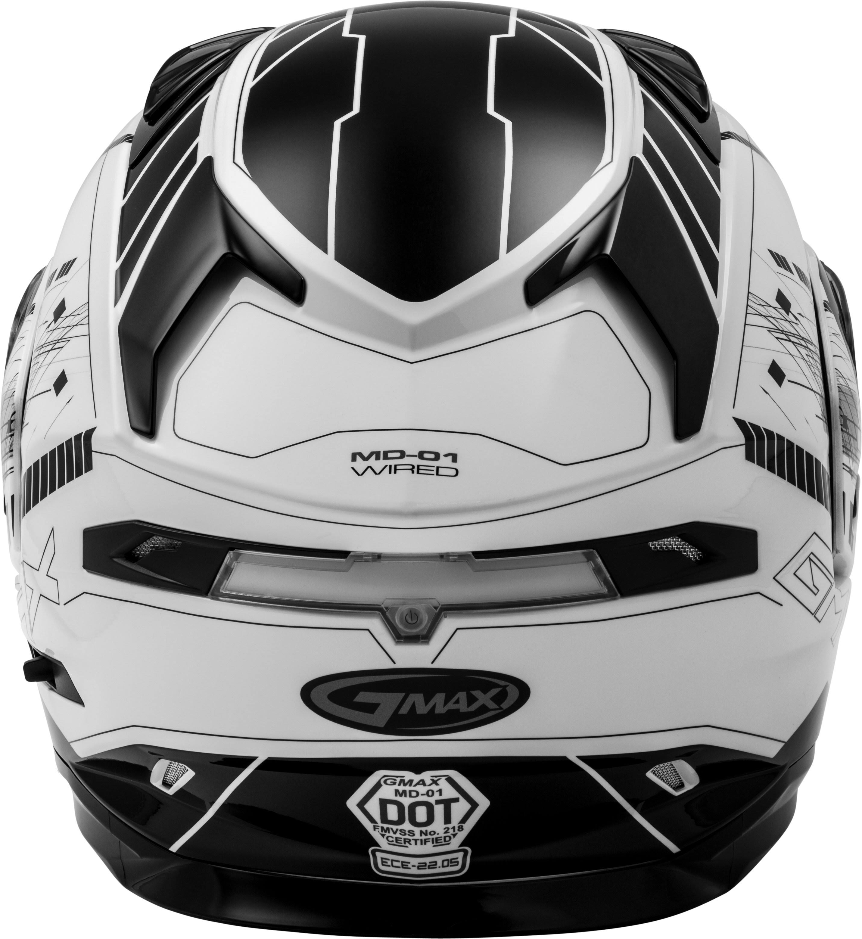 GMAX MD-01S Wired Modular Helmet - Black/White - Large