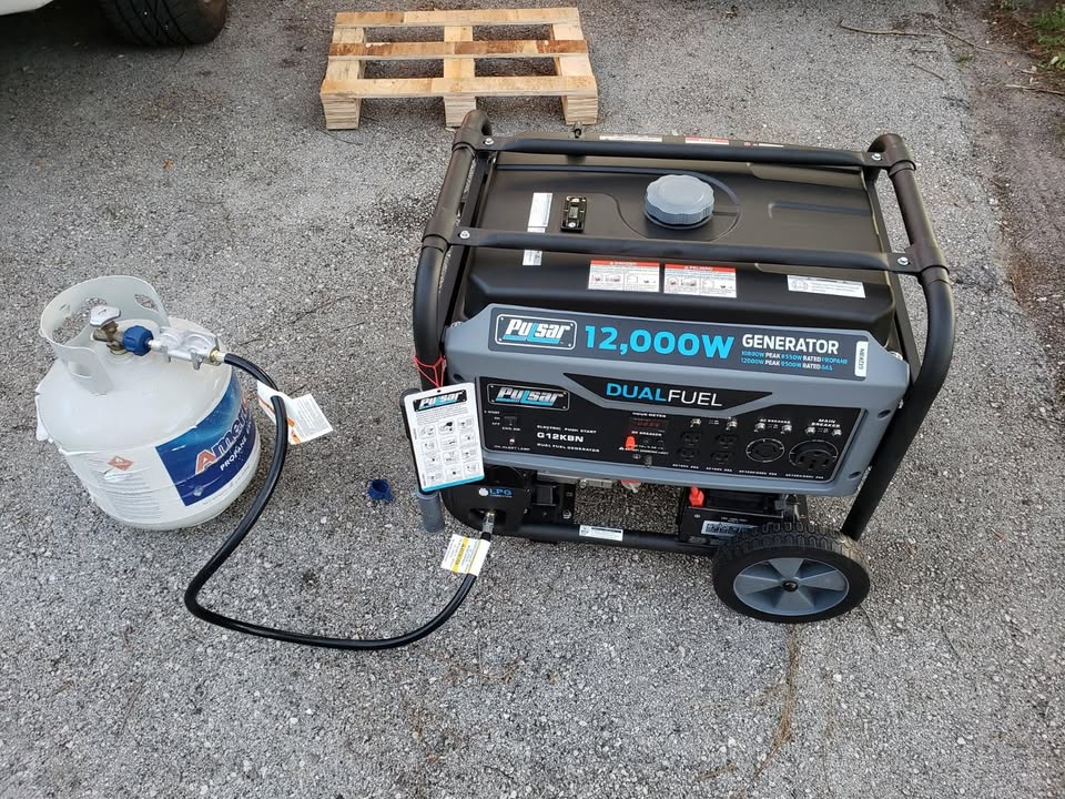 Pulsar G12KBN-SG Heavy Duty Portable Dual Fuel Generator - 9500 Rated Watts & 12000 Peak Watts