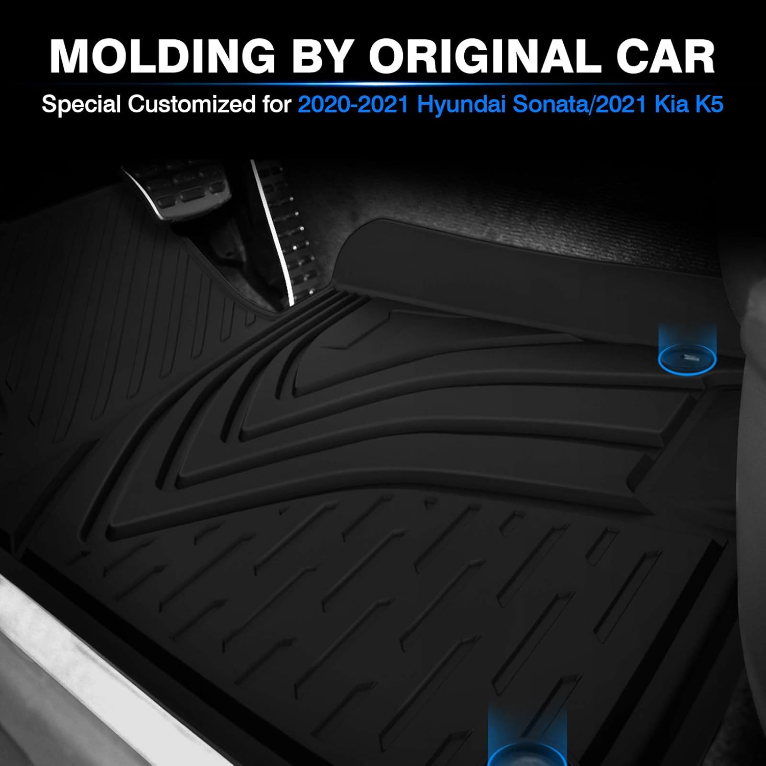 KUST Floor Mats for KIA K5 2021 2022 (Only FWD Models)/2020 2021 2022 Hyundai Sonata Accessories All Weather Car Mats Heavy Duty Rubber Custom Fit