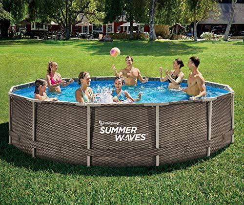Summer Waves 14& x 36x22 Active Metal Frame Above Ground Pool Ladder Pump u0026 Filter