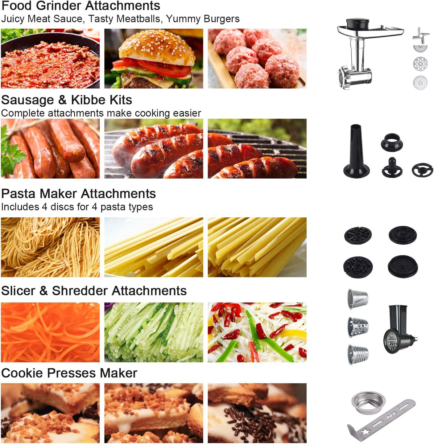Die-cast stand mixer,Aifeel 9 Accessories Multifunctional Kitchen Mixer Low Noise