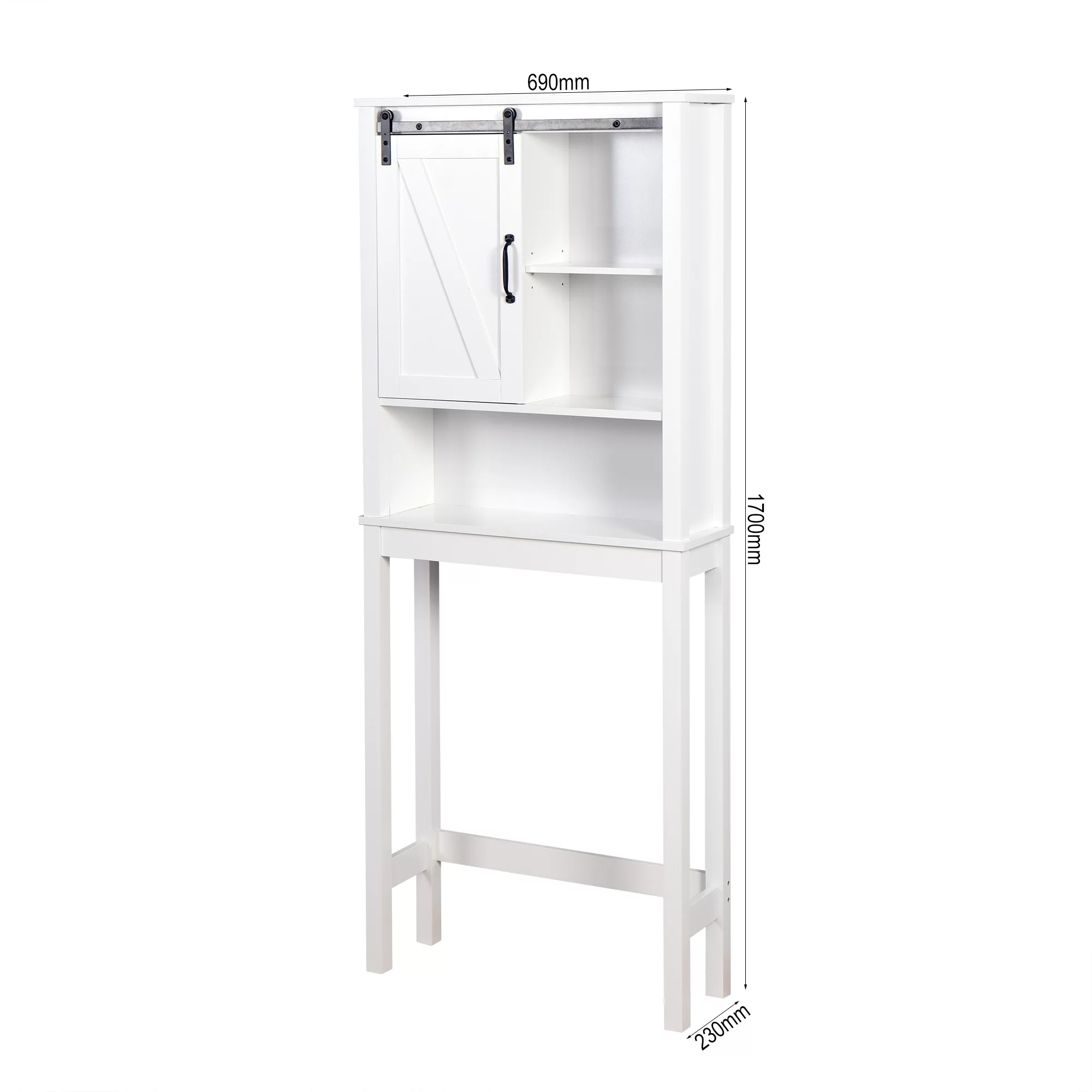SUXXAN Over-the-Toilet Storage Cabinet, Space-Saving Bathroom Cabinet, with Adjustable Shelves and A Barn Door 27.16 x 9.06 x 67 inch