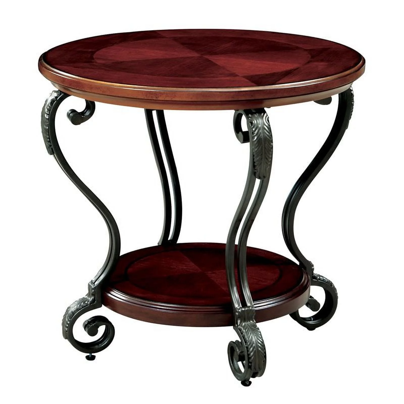 Furniture of America Azea Solid Wood 2-Piece Coffee Table Set in Brown Cherry
