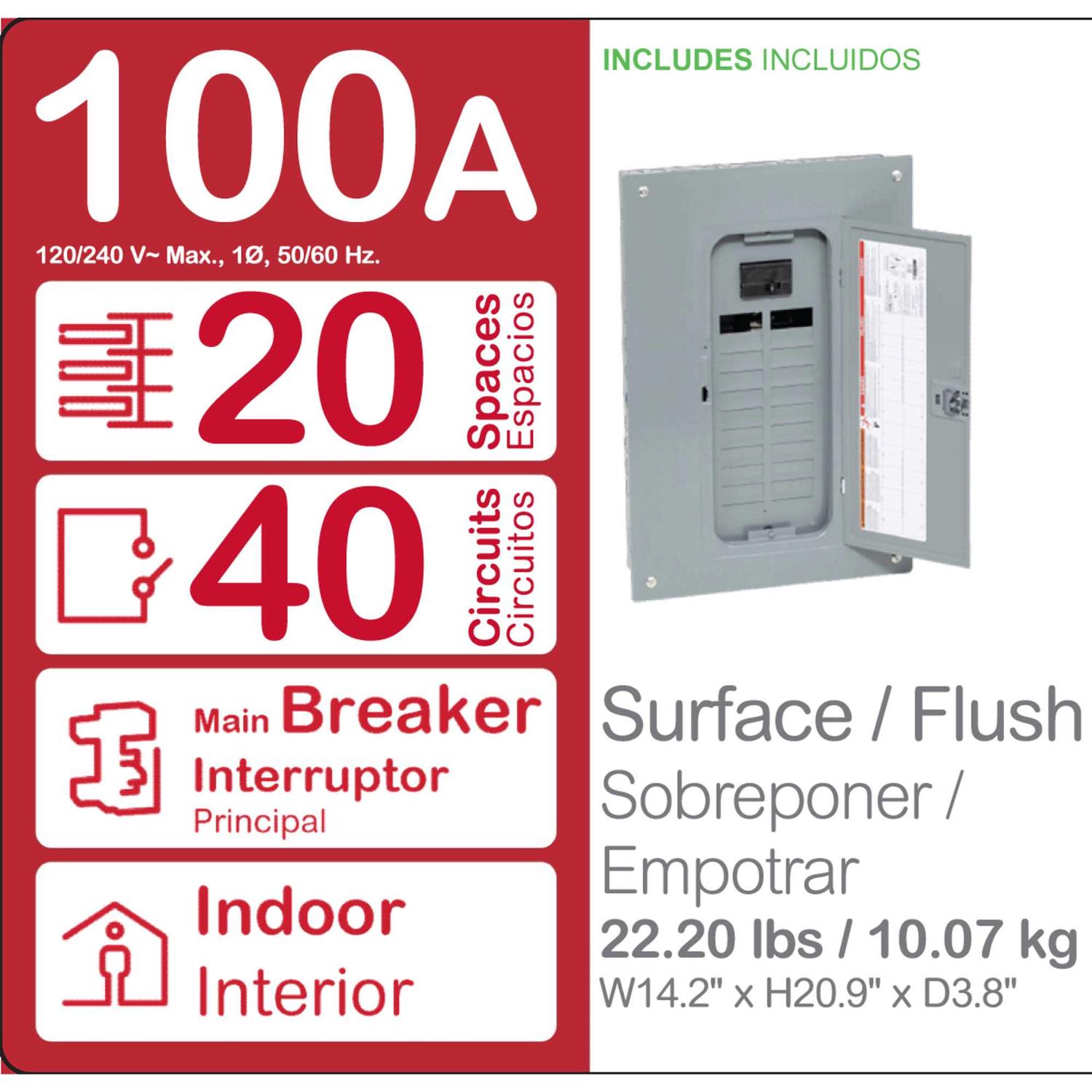 Square D HOM2040M100PCVP Homeline Main Breaker Load Center - Shop Hardware Tools Online Store