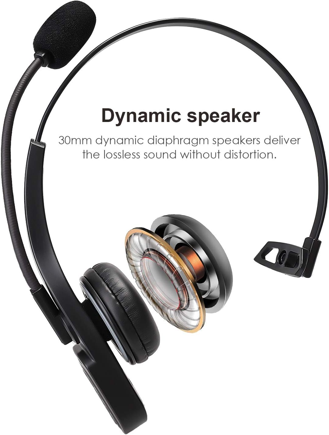 Trucker Bluetooth Headset 5.0 with Microphone, AUSDOM BW01 Noise Cancelling Wireless Headphone