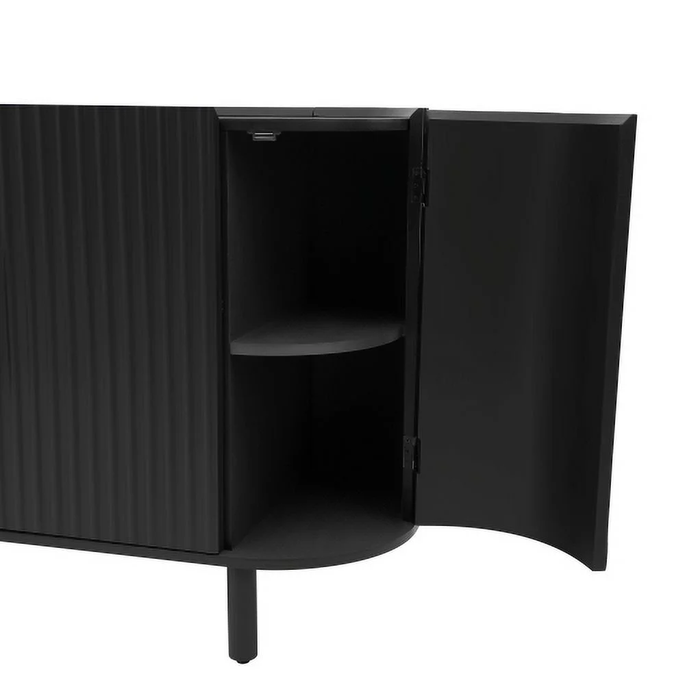 Motent Curved Design Light Luxury Sideboard with Adjustable Shelves,Suitable for Living Room,Study and Entrance, Black