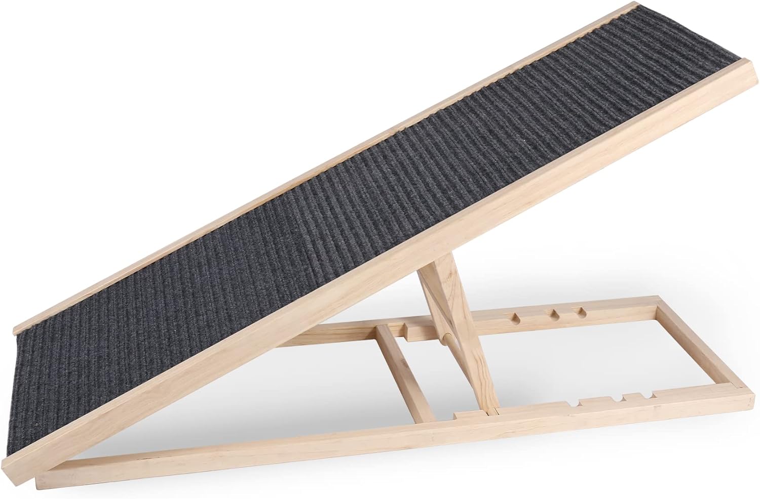 Domaker Wooden Pet Ramp for Dogs and Cats, Dog Ramp Height Adjust from 11.81inches to 23.6inches with Non Slip Carpet Surface for SUV, Bed, Couch