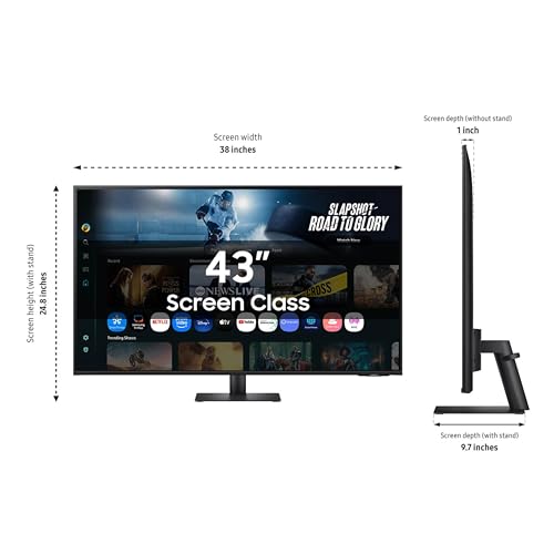 Samsung 43&rdquo; Smart Monitor M7 (M70F) 4K UHD Display, Samsung Vision AI, Smart TV Apps, Gaming Hub, USB-C, HDMI and USB-A, Black, LS43FM702UNXZA