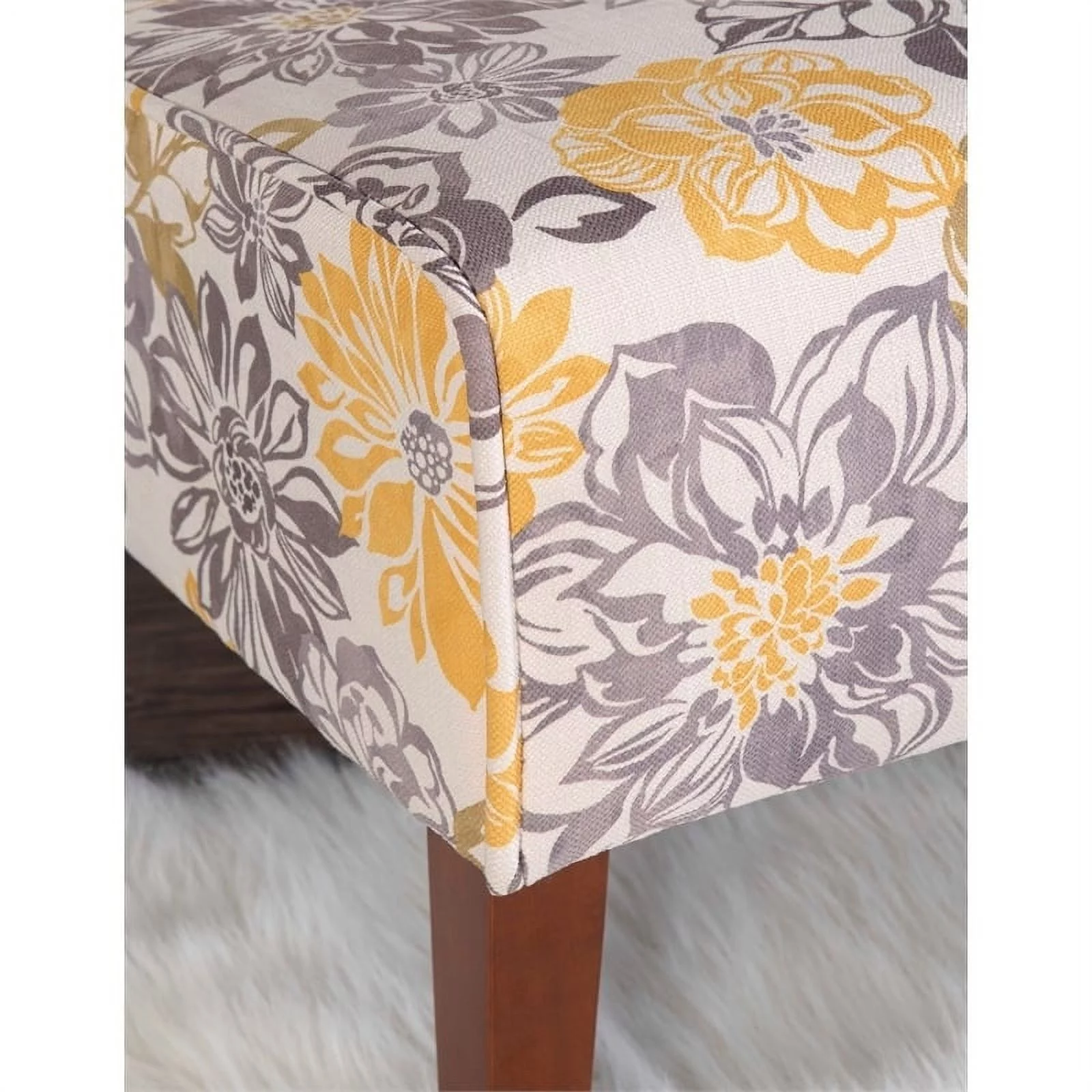 Riverbay Furniture Transitional Fabric Floral Accent Chair in Gray/Yellow