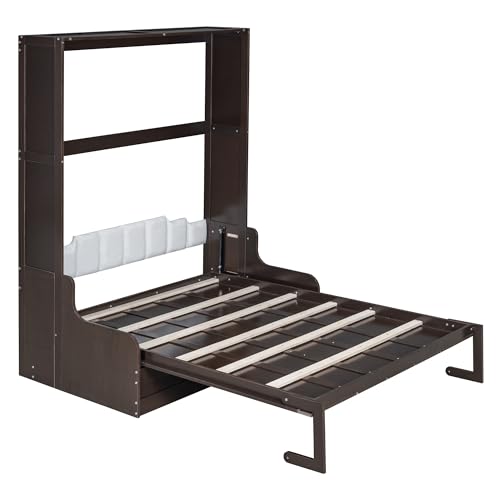 Ball & Cast Murphy Bed Wall Bed Queen Size with Cushion,Sofa Platform Bedfram Chest can be Folded,Wood Folding Hideaway w/Slat Support